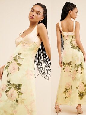 Geisha Designs Floral Maxi Slip Dress Large